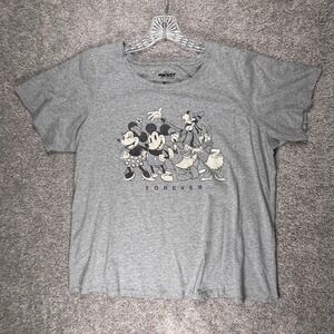 Disney Mickey And Friends Forever Gray Graphic T-Shirt‎ Womens 1X (Read)